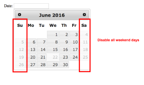 Disable all Weekend days
