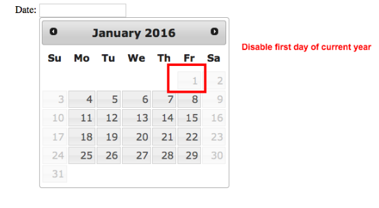 Disable First Day of Current Year
