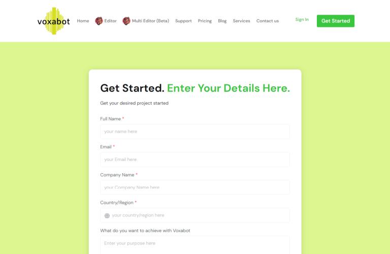 Voxabot Get's Started Page