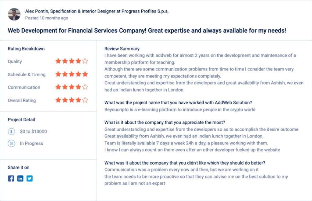 AddWeb Solution Reviews