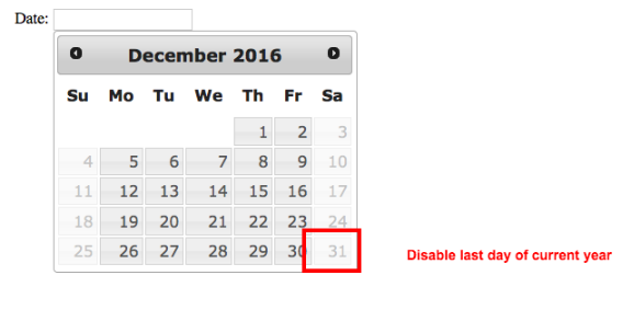 Disable Last Day of the Current Year