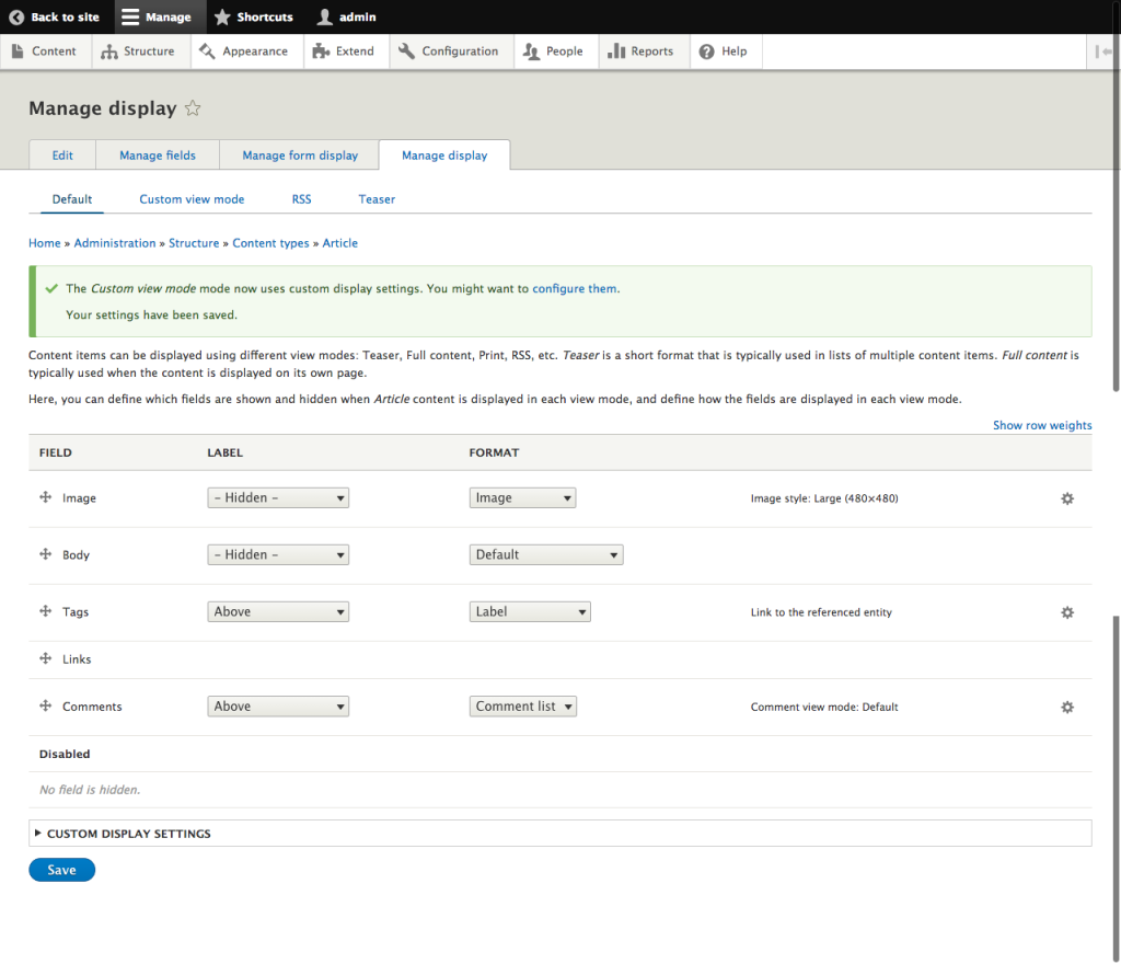 Manage Display Console Test