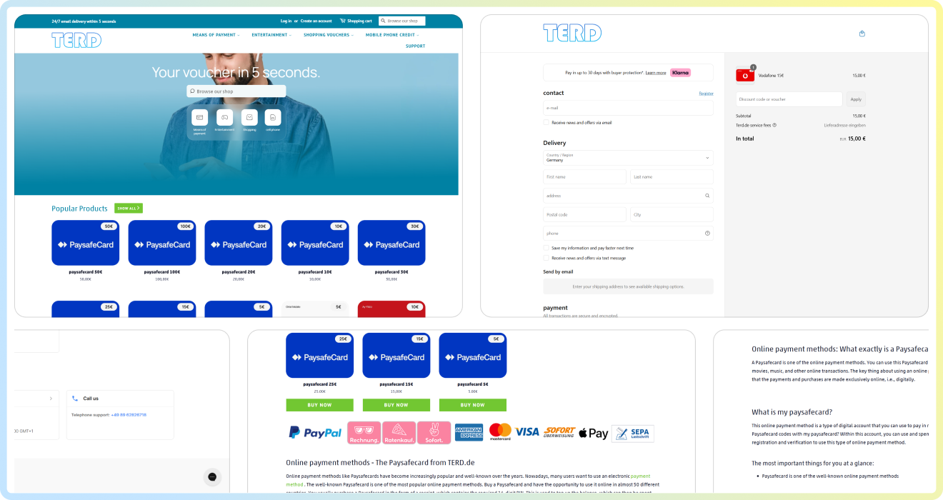 website screen view