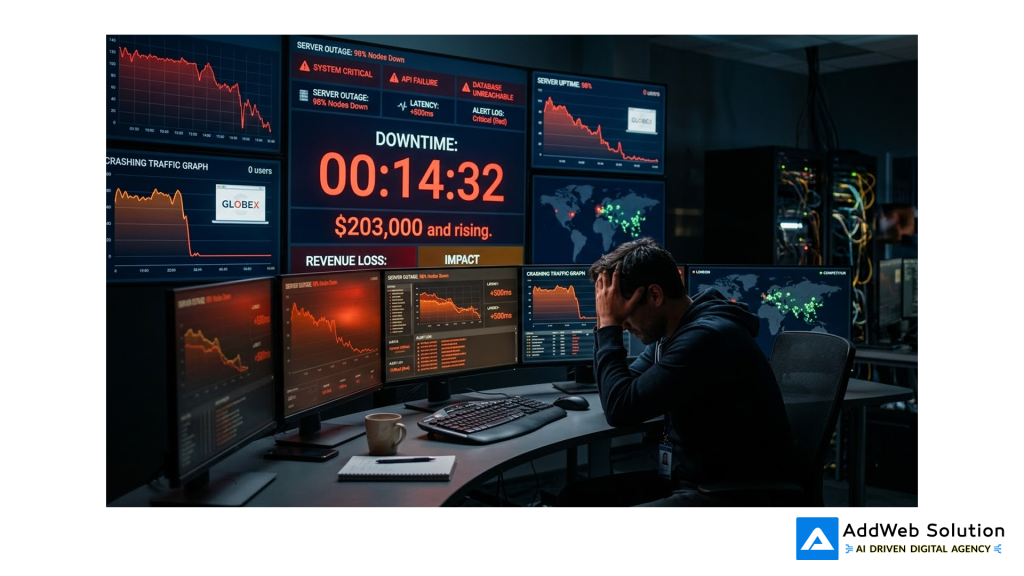 dashboard showing downtime