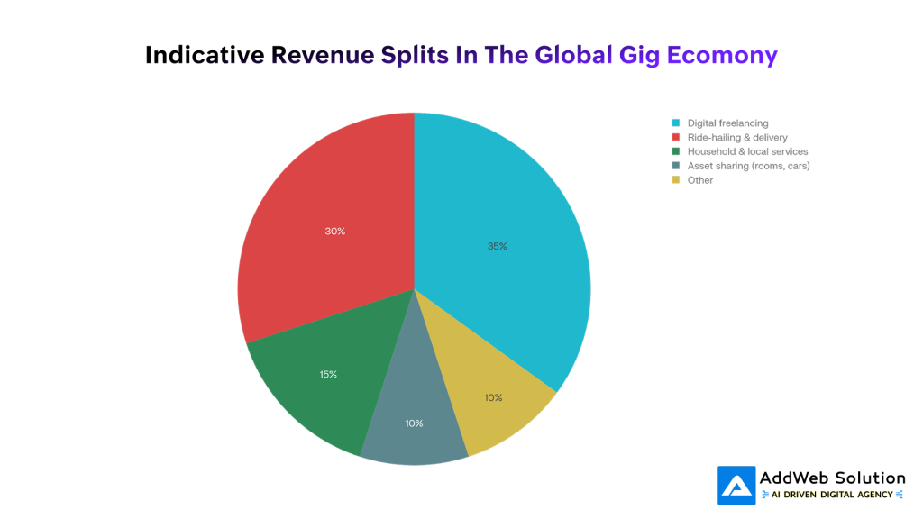 Indicative revenue splits in the global gig economy