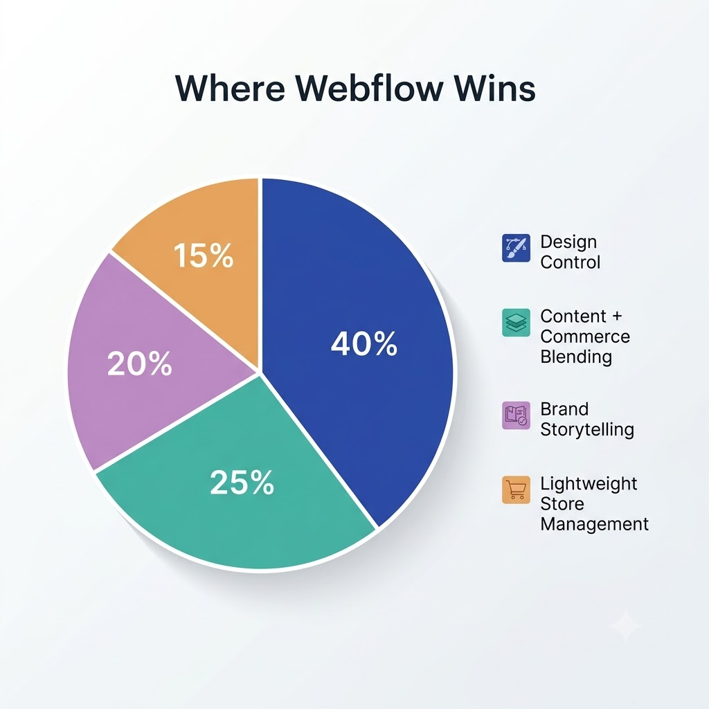 Pie Chart for where webflow wins