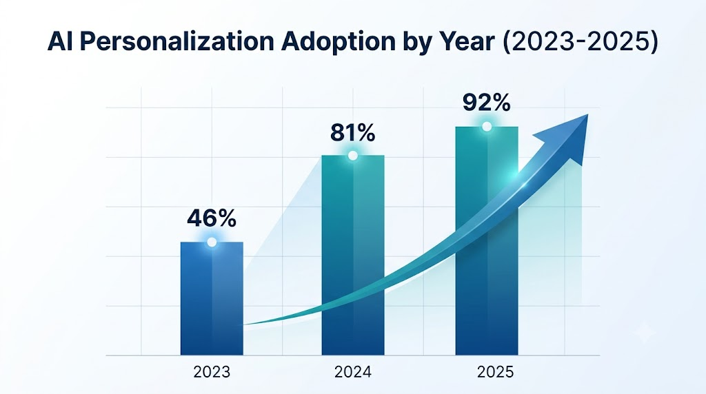 AI Personalization Adoption by Year (2023-2025)
