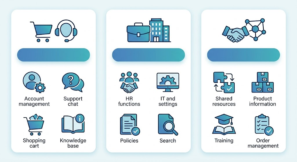 Intelligent portal features for customers, employees, and partners